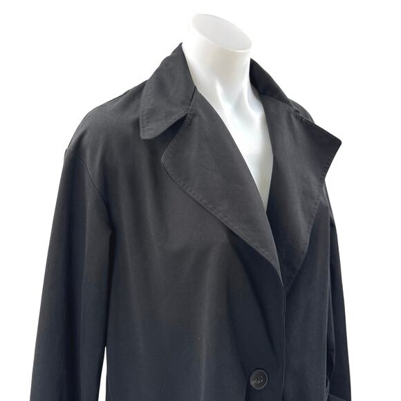 Zara Women's Black Long Sleeve Collared Button Up Trench Coat Jacket Size S - Picture 3 of 4